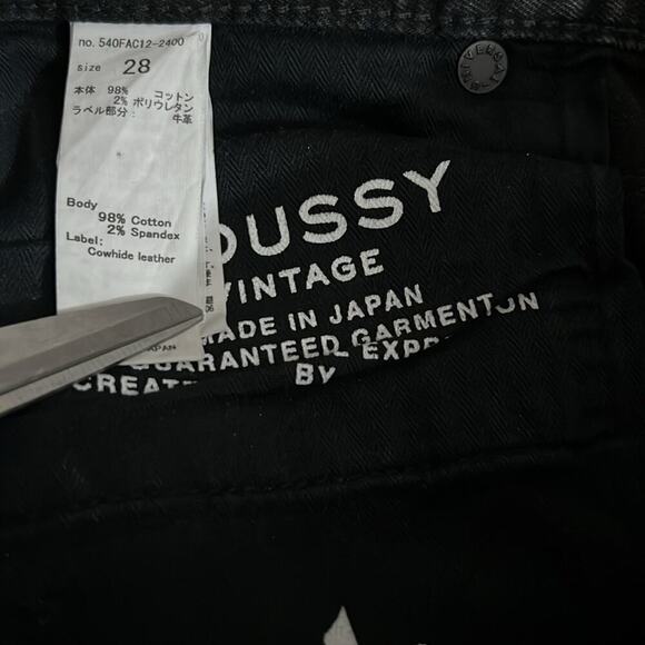 Authentic Moussy VTG Jeans 28 Black High Rise Straight Leg Raw Edge Distressed - Picture 9 of 9